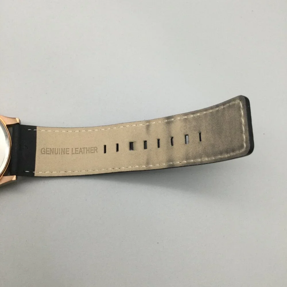 MVMT Watch Men 45mm Rose Gold Black Dial Date Leather Band New Battery